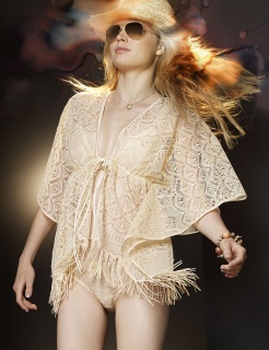 SS14 Almost Famous Crochet Lace Fringed Lace Top (Vanilla)